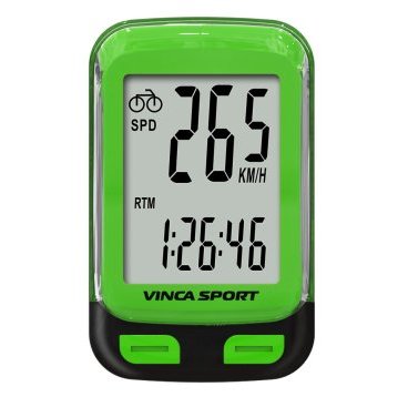 Фото Велокомпьютер Vinca Sport, 12 функций, проводной, зеленый, инд.уп. V-3500 green
