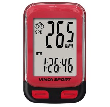 Фото Велокомпьютер Vinca Sport, 12 функций, проводной, красный, инд.уп. V-3500 red