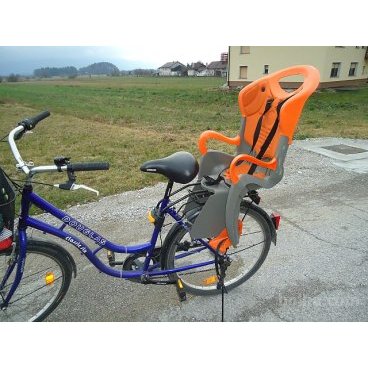 Детское велокресло BELLELLI Tiger Relax, на раму, чёрно-оранжевое, до 7лет/22кг, 01TGTR00001