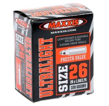 Камера Maxxis UltraLight, 26x1.25/1.75, ниппель Presta, велониппель IB59763900