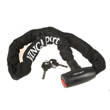 Велосипедный замок Vinca Sport, цепь, на ключ, тканевая-оболочка, 6 х 1000мм, черный, 101.759 black