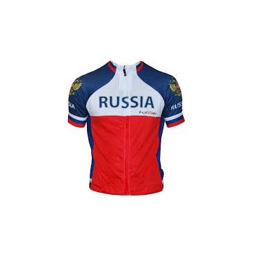 Велофутболка 16-014 J-RUSSIA  PRO с лого РОССИЯ  с молнией XL бело-сине-красная FunkierBike