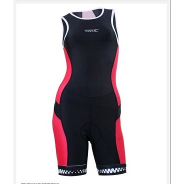 Комбинезоны Santic, стартовый женский костюм для триатлон, лямки, размер L, черно-красный, LC03001L
