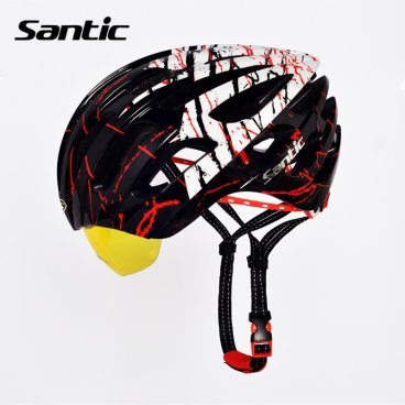 Велошлем c очками Santic average size, черно-белый, Размер: 58-61cm, S34190201H