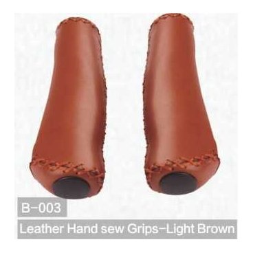 Грипсы велосипедные Kivi, Leather Hand sew, светло коричневые, B-003