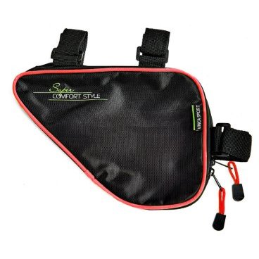 Сумка под раму велосипеда, карман для телефона внутри сумки, 240*180*50мм, красный кант, FB 05-1 red