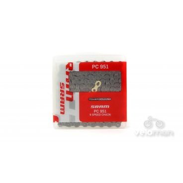 Фото Цепь SRAM PC-951 PowerLink Gold 9 скоростей, 86.2706.114.105