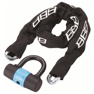 Велосипедный замок BBB BBL-26  PowerChain, цепь, U-lock, на ключ, тканевая-оболочка, 10x10x100 мм, черный, 2905452601