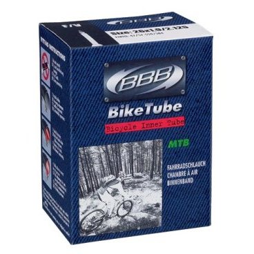 Фото Камера велосипедная BBB, 26", 2,125/2.25, FV, защита от проколов, велониппель, черная, BTI-64
