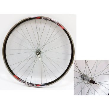 Колесо велосипедное VELOOLIMP 26", переднее, алюминиевый одинарный обод, стальная втулка, эксцентрик, серое