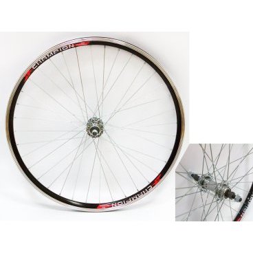 Колесо велосипедное VELOOLIMP 26", заднее, алюминиевый двойной обод, стальная втулка, на гайках, серебристое