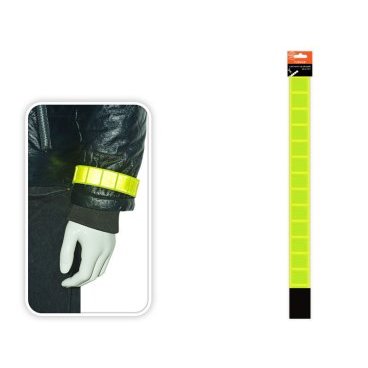 Светоотражающий браслет на липучке, 50*230мм, материал:полиэстер, желтый, SA 2 Yellow
