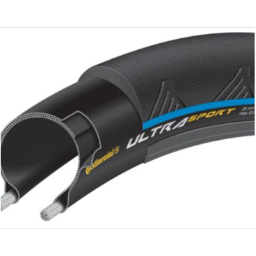Велопокрышка Continental Ultra Sport II, 28x0.9(23-622),  черная/синяя, 150122