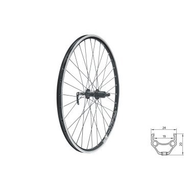 Фото Колесо велосипедное заднее KELLY'S KLS DRAFT, 27.5", двойной обод 32Н, 8-10 скоростей, с эксцентриком, черное
