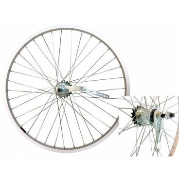 Колесо велосипедное VELOOLIMP 26", заднее, алюминиевый одинарный обод, тормозная втулка, эксцентрик, серебристое