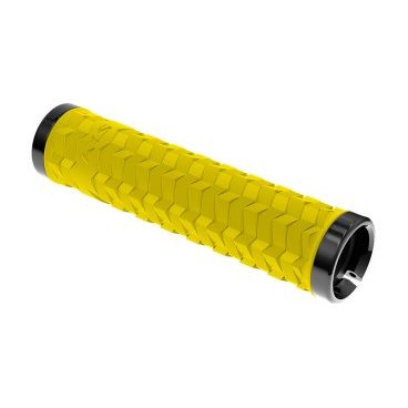 Фото Грипсы велосипедные KELLYS KLS POISON, 135 мм, 2 грипстопа, пластиковые заглушки, желтый