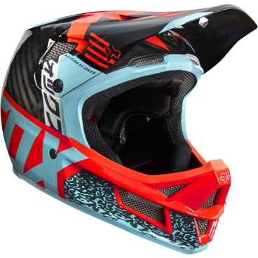 Велошлем Fox Rampage Pro Carbon Helmet Aqua, красно-серый, 15941-246