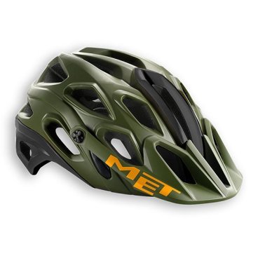 Велошлем MET Lupo, зелено-черно-оранжевый, 3HM104L0VA1