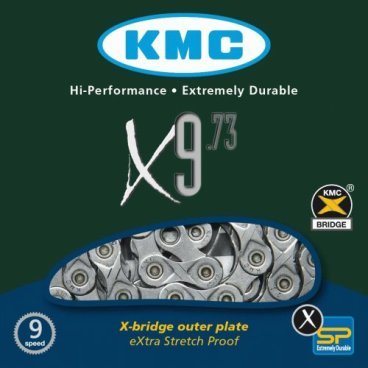Цепь KMC X9-73, 9 скоростей, 116L, серый, BXX97316