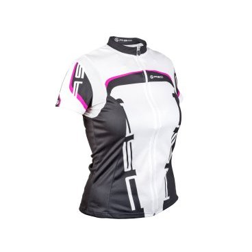 Фото Велофутболка AUTHOR Lady Sport 15A, женская, бело-черно-розовая с молнией, 8-7063010