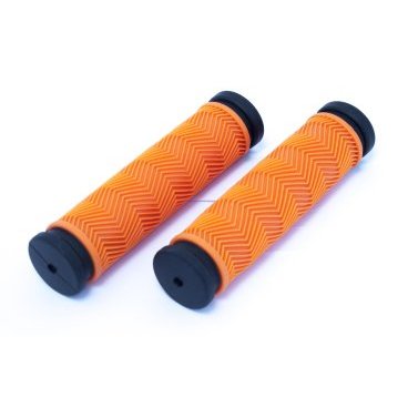 Фото Ручки на руль С127 CLARKS, резиновые, антискользящая поверхность, 130мм, оранжево-черные, 3-462