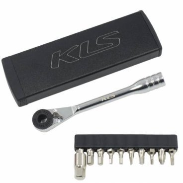Ключ-трещотка KELLYS MATE чёрный с 11 битами: шестигранники 2/2,5/3/4/5/6/8, T25/T10, Philips, шлицевая, NKE18070