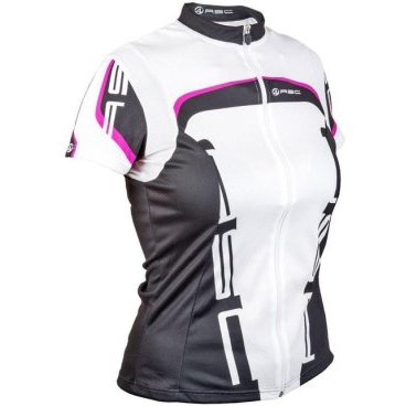 Велофутболка женская AUTHOR Lady Sport 15A, бело-черно-розовая с молнией, 8-7063011