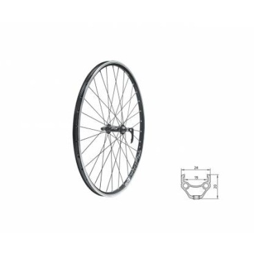 Колесо велосипедное переднее KLS DRAFT, 26", двойной обод CNC, 32Н, с эксцентриком, черное