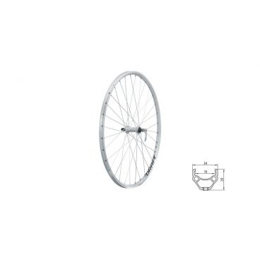 Колесо велосипедное переднее KLS DRAFT, 28/29", двойной обод 32Н, с эксцентриком, серебристое