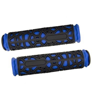 Ручки на руль H106 резиновые "паутина", 130мм, черно-синие, 00-170486