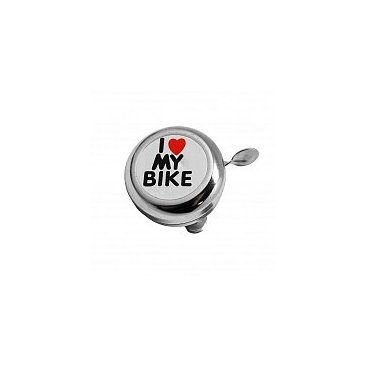 Звонок велосипедный TBS"I LOVE MY BIKE" хромированный, сталь, BELL-08E