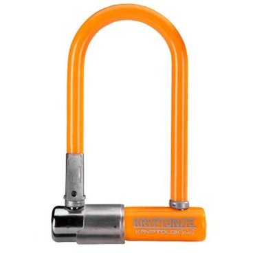 Велосипедный замок Kryptonite Kryptolok Mini-7 FlexFrame-U bracket, U-lock, на ключ, 82х178 мм, оранжевый, 720018001577