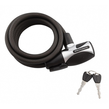 Велосипедный замок Kryptonite Cables HardWire 2018 тросовый, на ключ, 20 х 1800 мм, черный, 999867