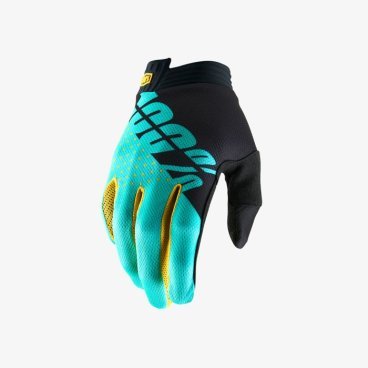 Велоперчатки 100% ITrack Glove Black/Aqua, 2018, 10015-215-12
