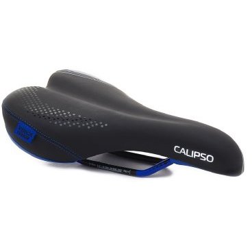 Фото Велосипедное седло Vinca Sport 260*160 мм, европодвес, черное с синим, VS 04 calypso black/blue