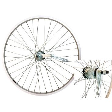 Колесо велосипедное 16" заднее, обод одинарный алюминий, серебристый, втулка тормозная