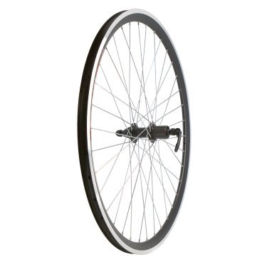 Колесо велосипедное 28" заднее, обод двойной алюминиевый, под кассету 8-9 скоростей, с эксцентриком, цвет черная