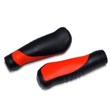 Грипсы велосипедные JOY KIE MTB 130mm, эргономические, резина, черно\красные, HL-GB306 black\red
