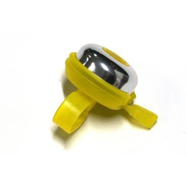 Звонок велосипедный JOY KIE алюминий - пластик база, диаметр 45мм, желтая база, 33AD-03 yellow