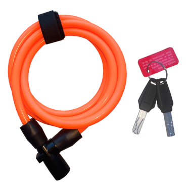 Велосипедный замок Onguard Lightweight Key Coil Cable Lock, тросовый, на ключ, 1500 х 8мм, оранжевый, 8192