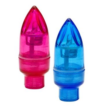 Фото Колпачки на ниппель JING YI, светодиодные, в форме пули, красный+синий, 2 штуки, JY-505