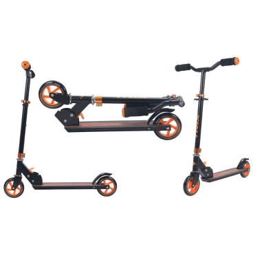 Самокат TRIX SONIC, детский, двухколёсный, складной, до 40 кг, черно-оранжевый, 2019