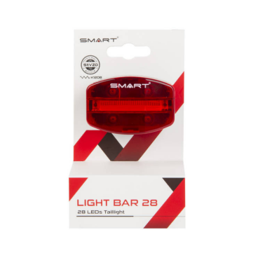 Фара велосипедная SMART Light Bar 28, задняя, 28 минидиод, 1 функия. с хомутом для штыря, с батарейками, 221516
