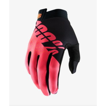 Велоперчатки 100% ITrack Glove Black/Fluo Red, 10015-013-12