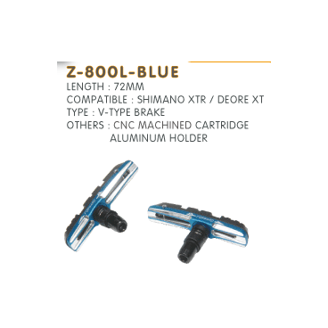 Тормозные колодки ZEIT для V-брейк тормозов, резьба, картриджные, профиль 72 x 9 мм, Z-800 L-BLUE