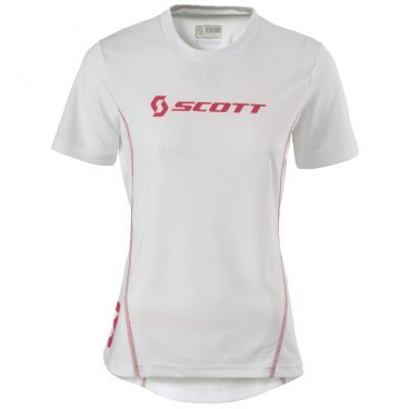 Футболка женская SCOTT Run Promo, короткий рукав, белый/розовый, 2018, 233497-4870