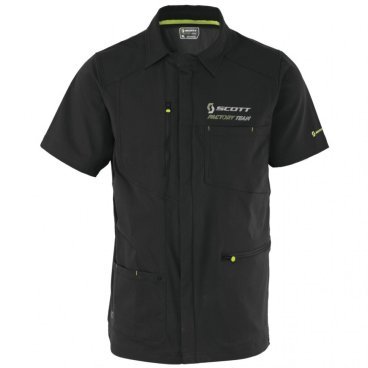 Рубашка Scott Factory Team, молния, короткий рукав, black/lime green(черный/зеленый лайм), 2016, 234686