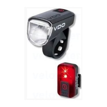 Фары велосипедные VDO, комплект белый и красный, USB-зарядка, 4-4001