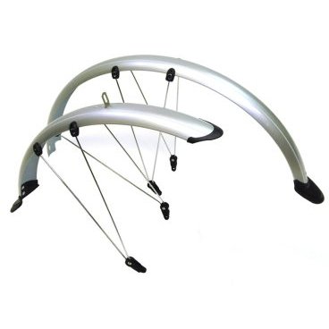 Крылья велосипедные TRIX 26", металло-пластик, ширина 65 мм, комплект, серебристый, 26" SILVER (26-65 S1)
