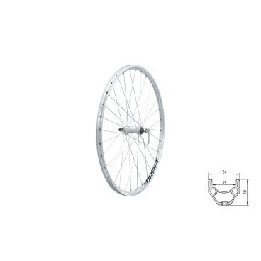 Колесо велосипедное KLS DRAFT 26", переднее, двойной обод 32Н, эксцентриком, серебристое
